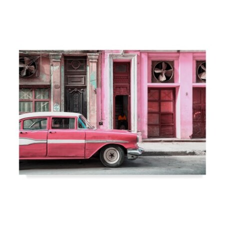 Philippe Hugonnard 'Old Classic American Pink Car' Canvas Art,16x24